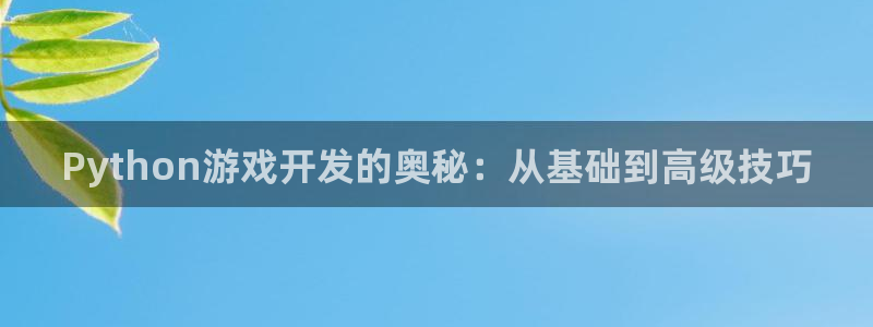 沐鸣2客户端 登录：Python游戏开发的奥秘：从基础到高级技巧